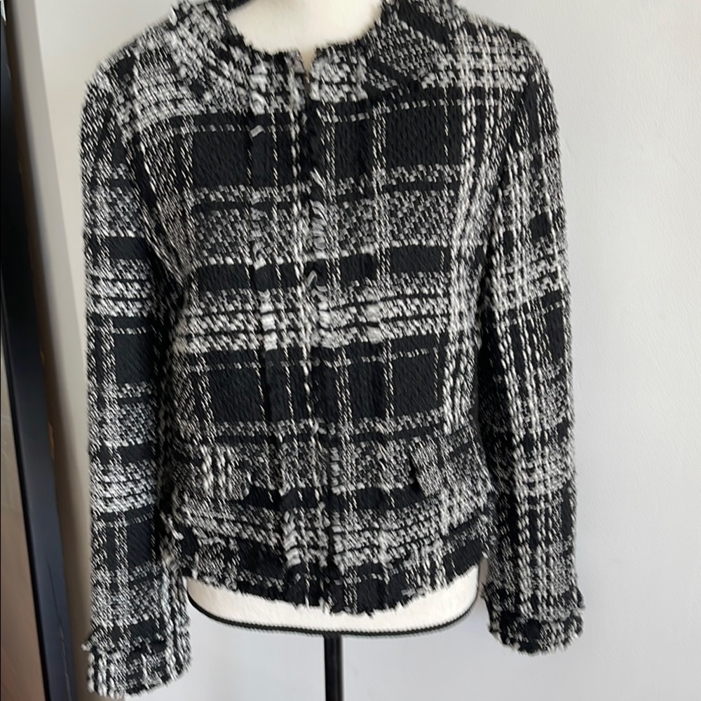 Stylish Black and White Tweed Jacket